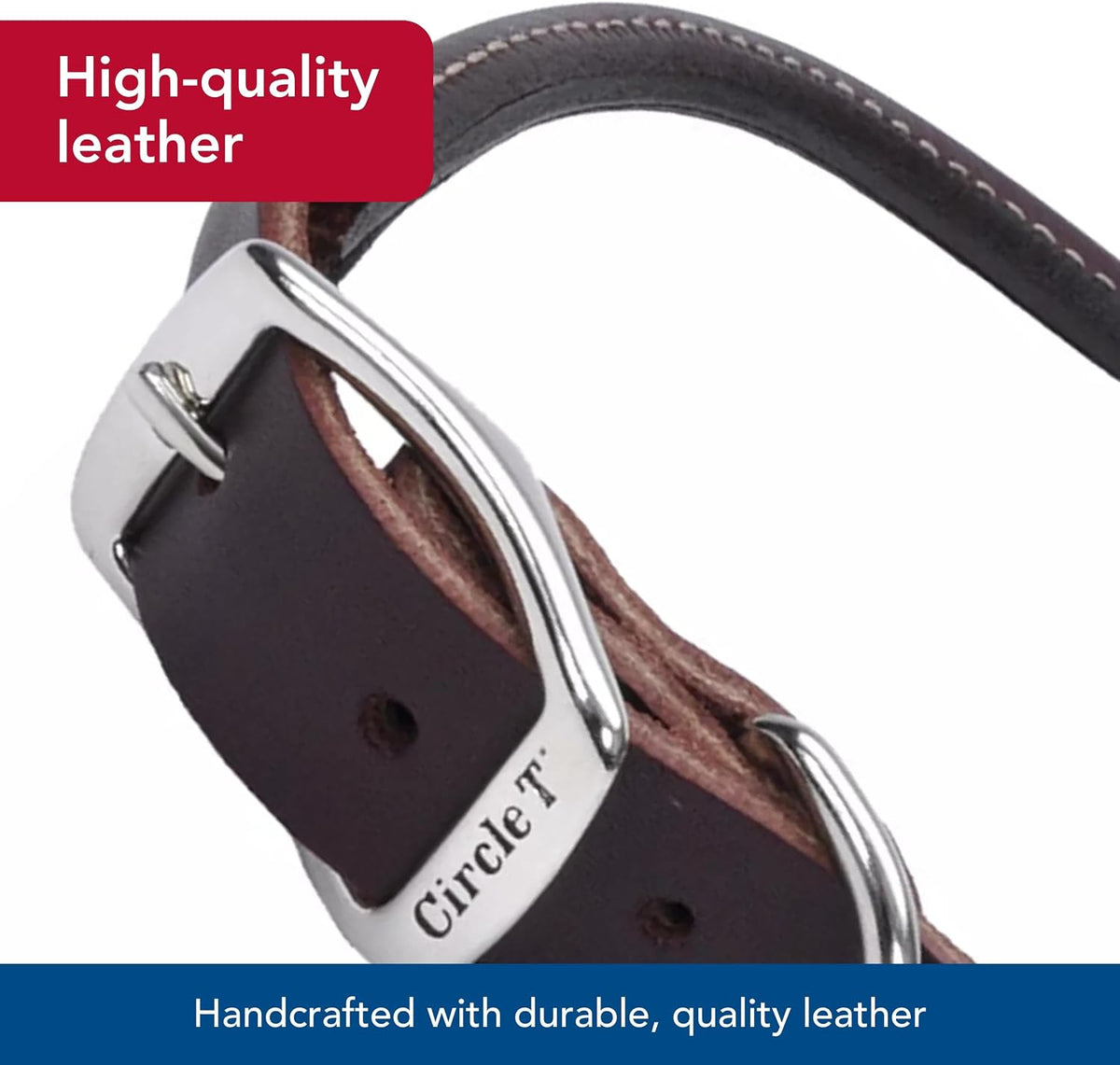 Pet Leather Dog Collar, Coastal Pet Circle T Latigo, 3/8" x 18"
