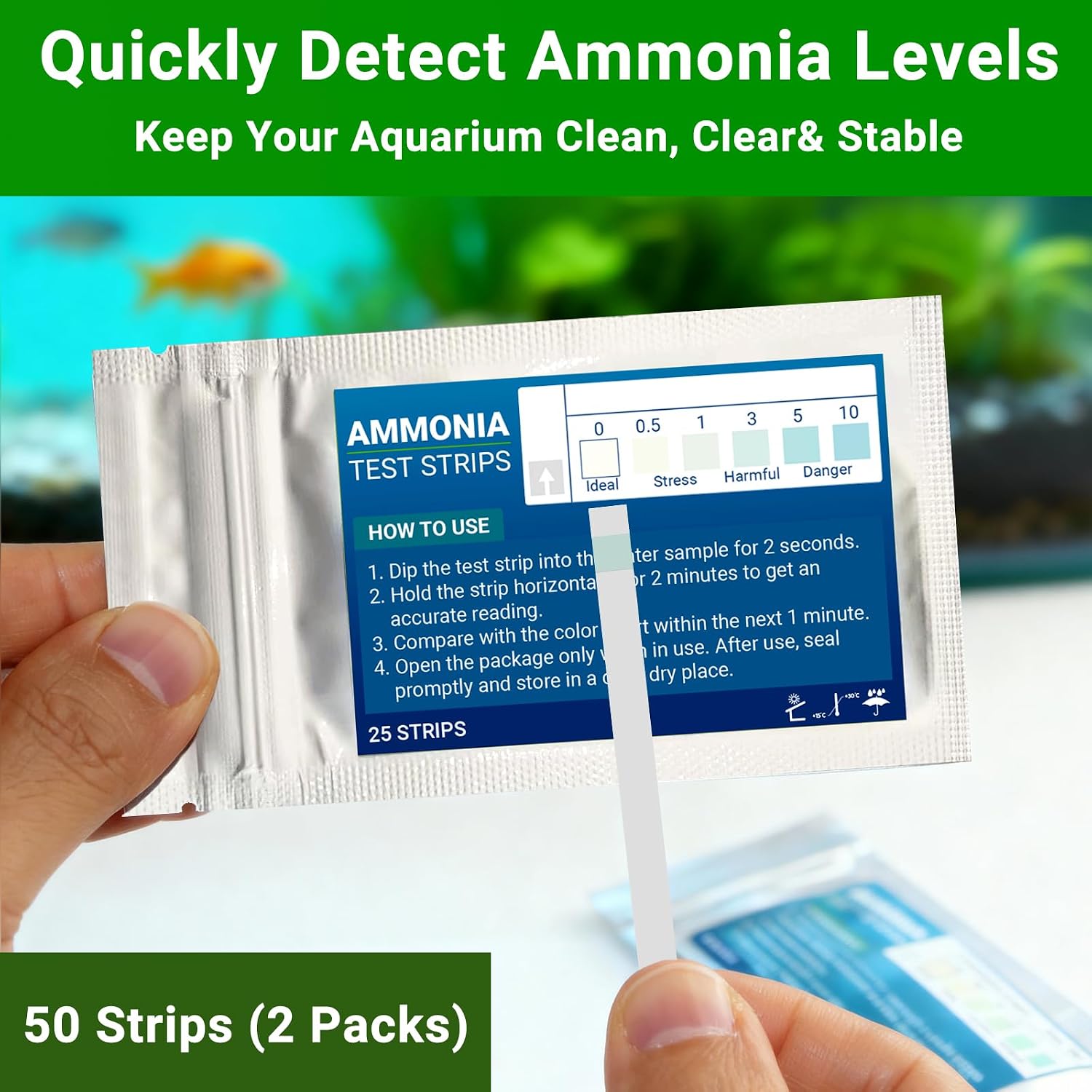 11 in 1 Aquarium Test Strips Kit | Aquarium Ammonia Test Strips | 150 Strips | Quick Accurate Freshwater&Saltwater