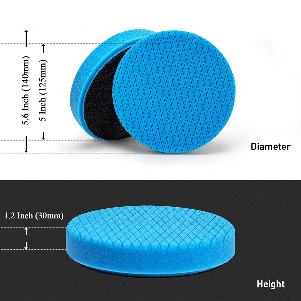 5" Buffing Polishing Pads, 6Pcs 140mm Face for 5Inch Backing Plate | Compound Buffing Sponge and Woolen Pads Cutting