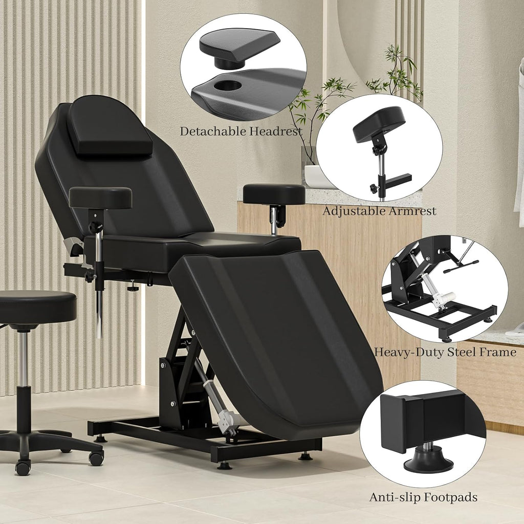 Electric Tattoo Chair Bed for Client,Electric Lift Massage Table with Stool