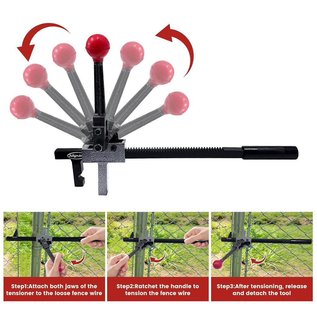 Chain Link Fence Stretcher Tool, 9.3” Ratchet Travel Chain Tensioner
