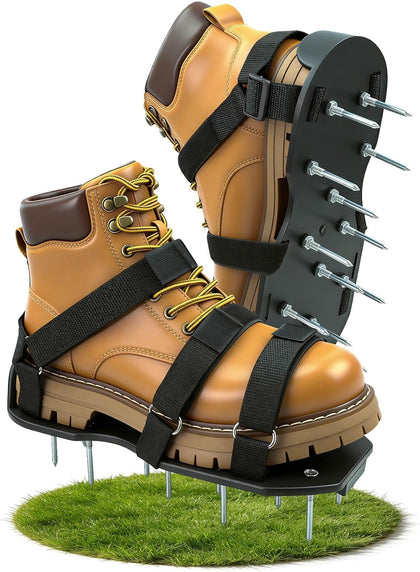 Lawn Aerator Shoes, Soil Aerator Lawn Tool with Dual Hook & Loop Straps for Effectively Aerating, One Size Fits All