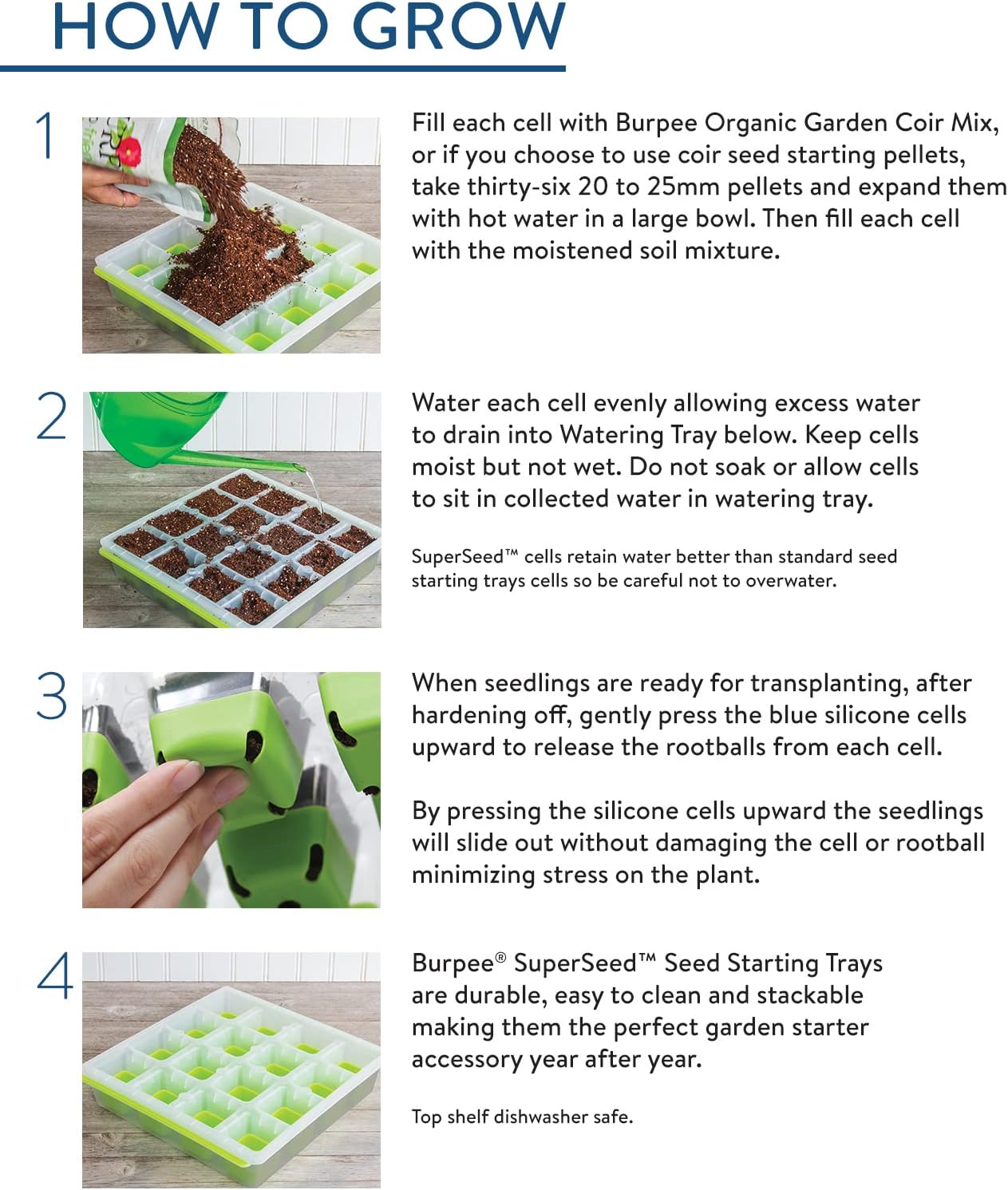 SuperSeed Seed Starting Tray | 36 Cell Reusable Seed Starter Tray | for Starting Vegetable, Flower & Herb Seeds |