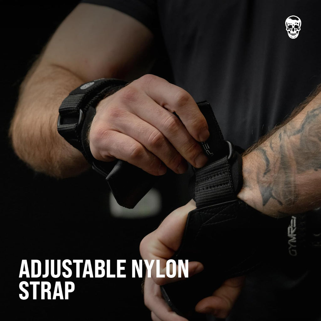 Weight Lifting Grips (Pair) for Heavy Powerlifting, Deadlifts, Rows, Pull Ups, with Neoprene Padded Wrist Wraps