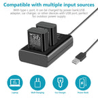Camera Battery Charger Set for NP-FW50 Compatible with Sony ZV-E10
