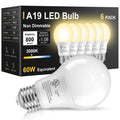 6 Pack LED Light Bulbs 60 Watt Equivalent, Soft Warm White 3000K A19