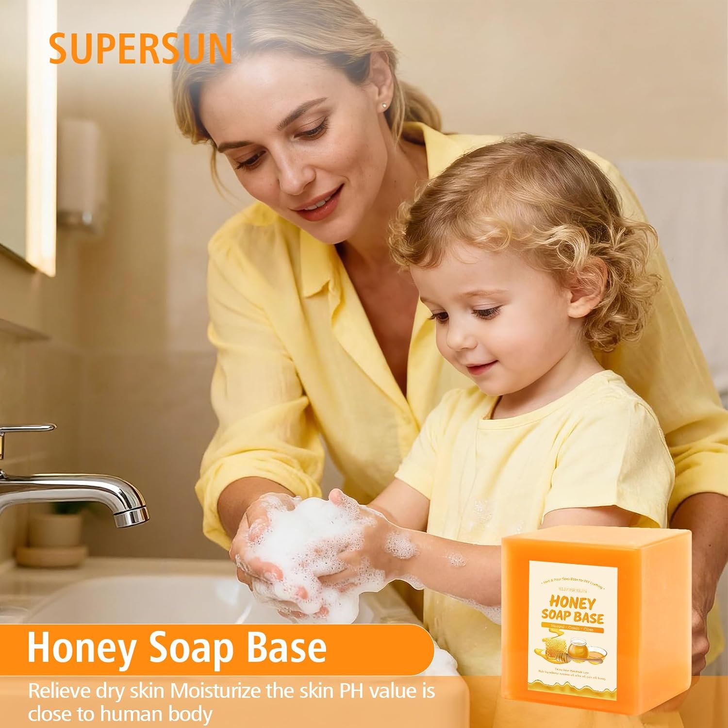 2lb Honey Soap Base for Soap Making Supplies,Moisturizing Melt and Pour Sope Base for DIY Handmade,All Natural and