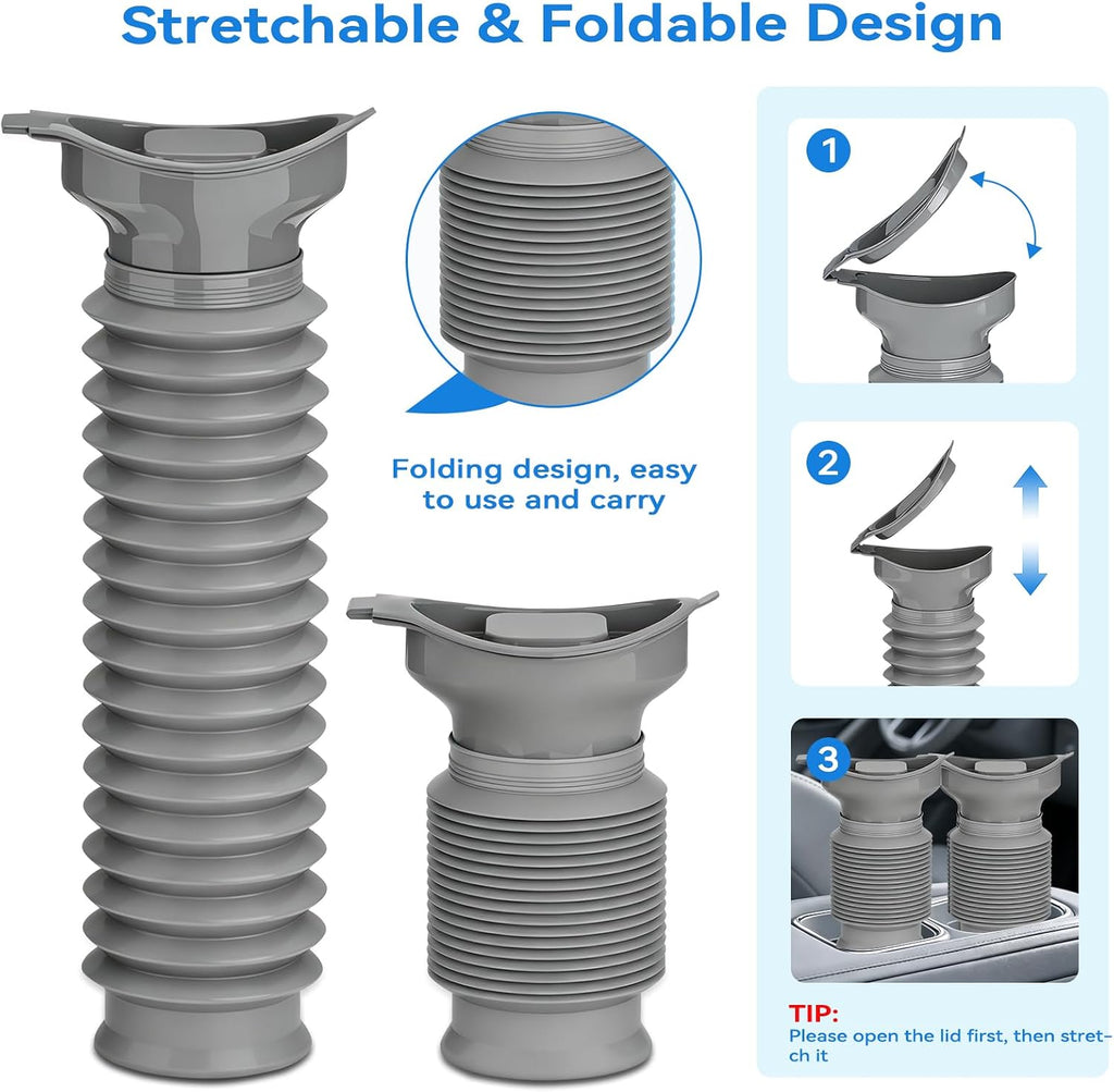 Pee Bottles for Men, Adjustable Emergency Urinal 750ml, Car Pee Bottle for Men and Women, Portable Toilet for Car