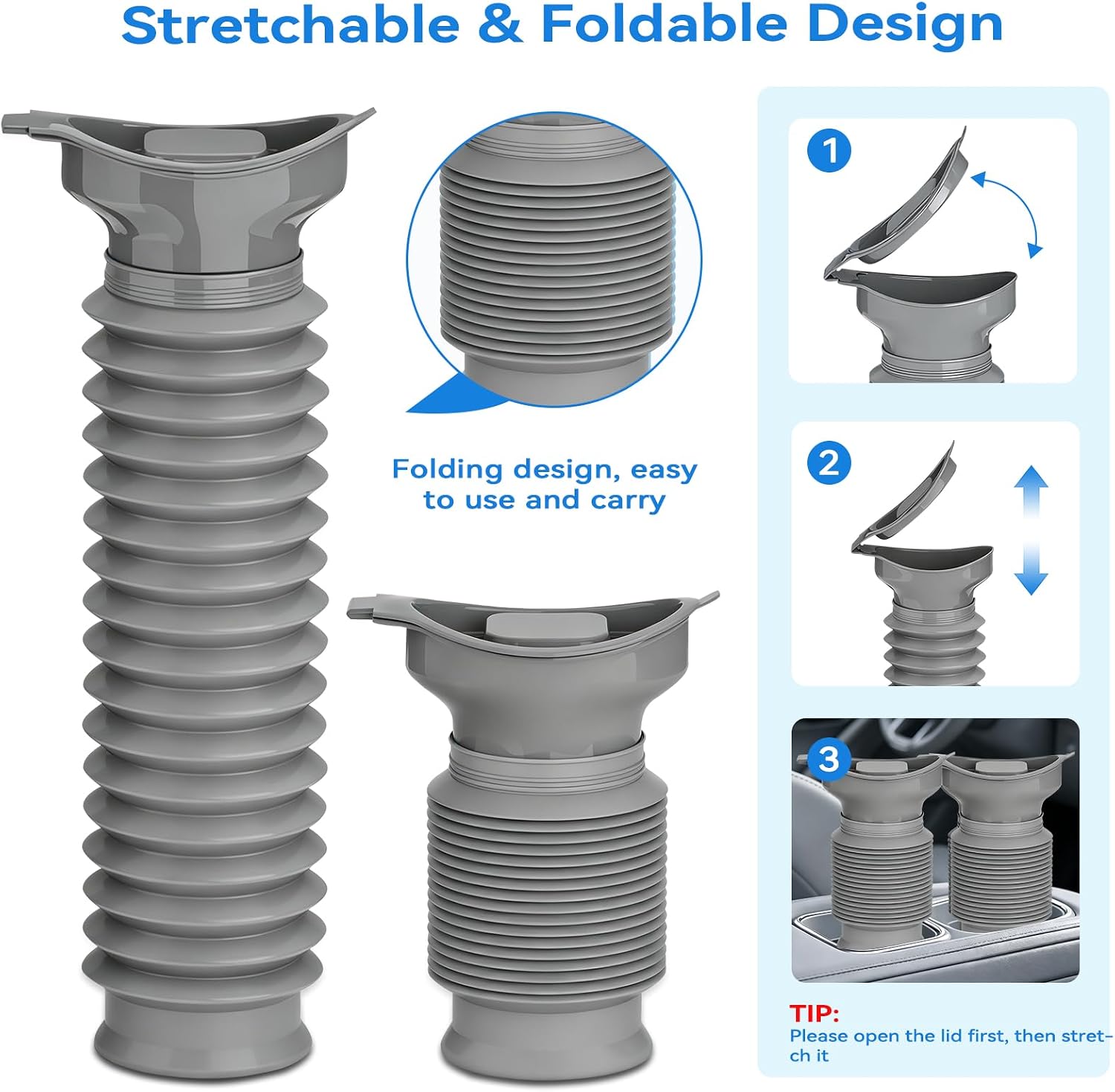 Pee Bottles for Men, Adjustable Emergency Urinal 750ml, Car Pee Bottle for Men and Women, Portable Toilet for Car