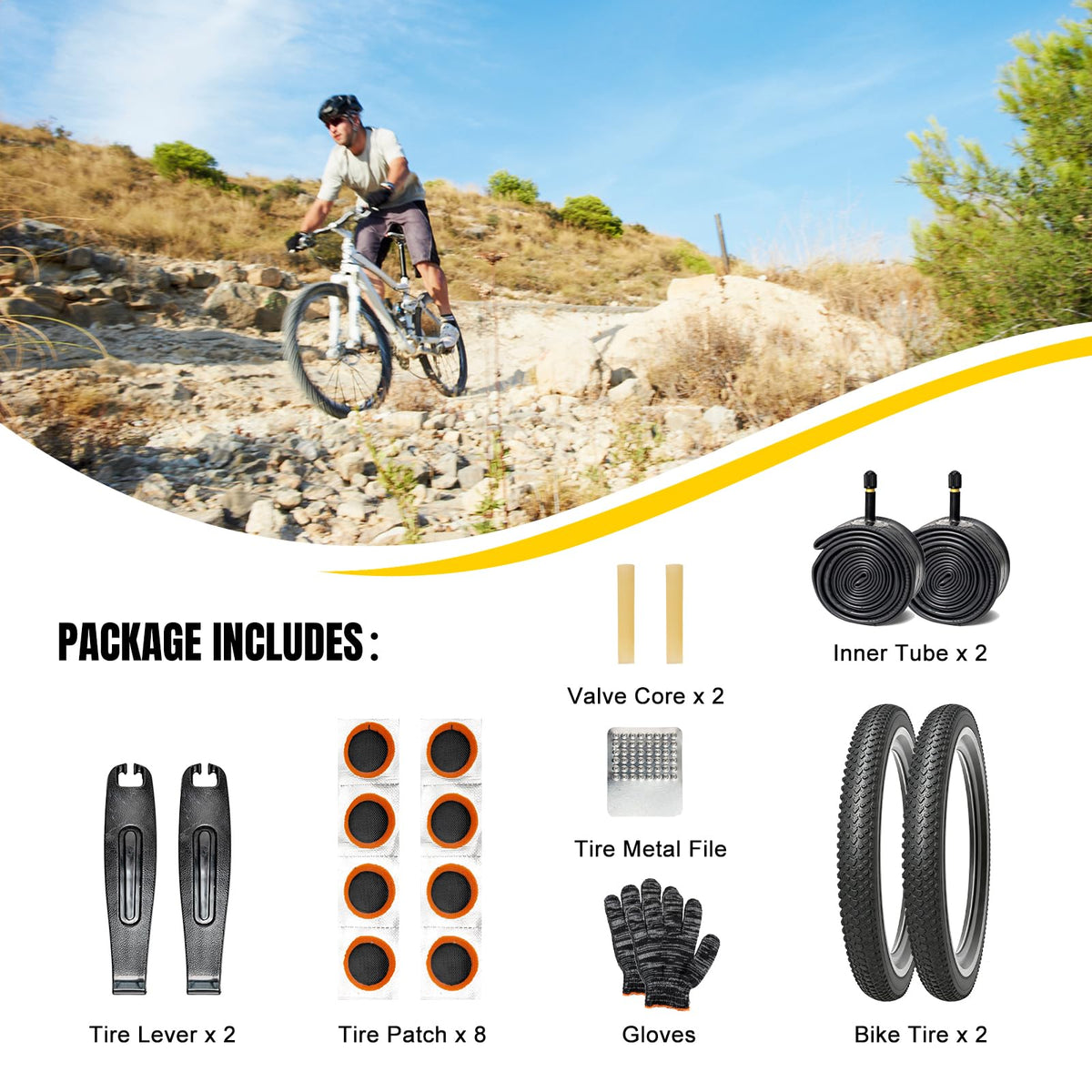 2 Pack 26x1.95 Mountain Bike Tires Replacement Set