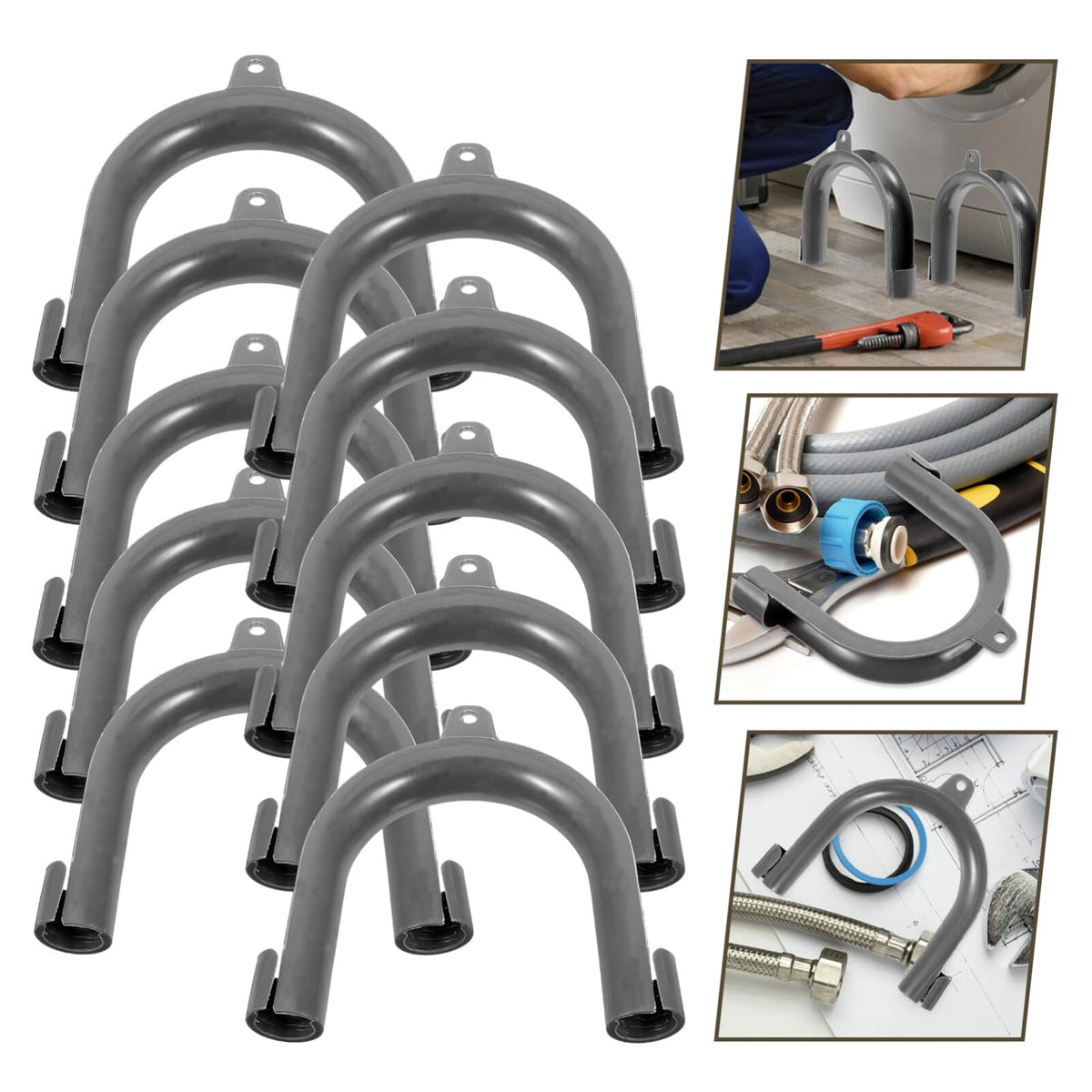 10pcs U Shaped PP Drain Guide Clips for Washer Hose Holding