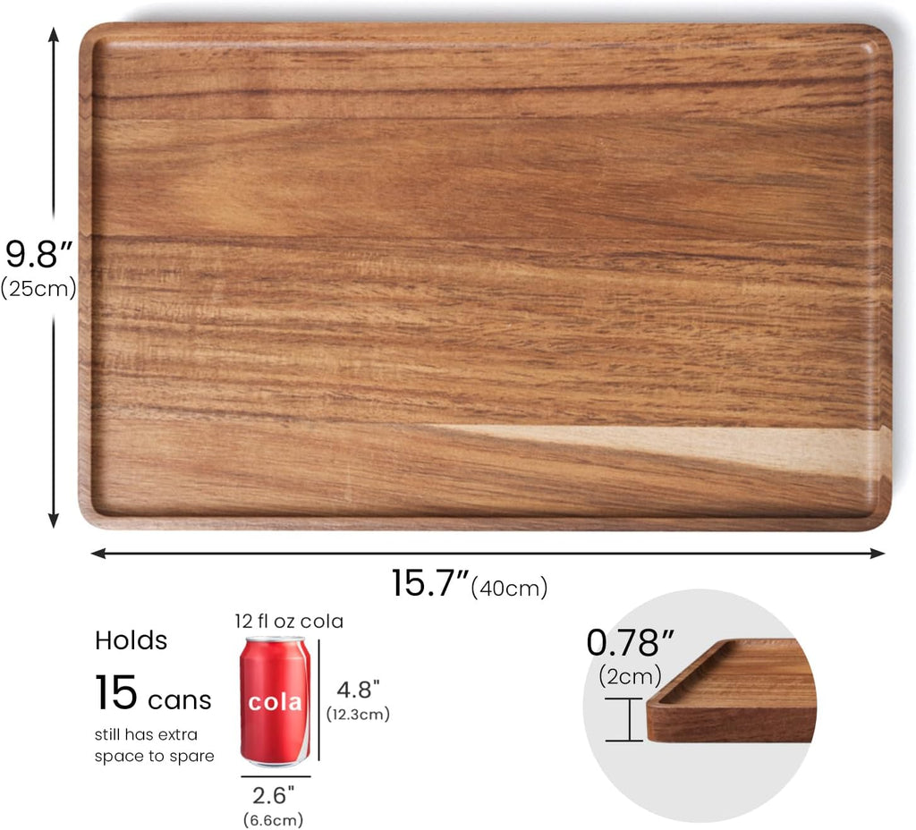 Acacia Wood Serving Tray,15.8x9.8 Inch Trays,Home Decor
