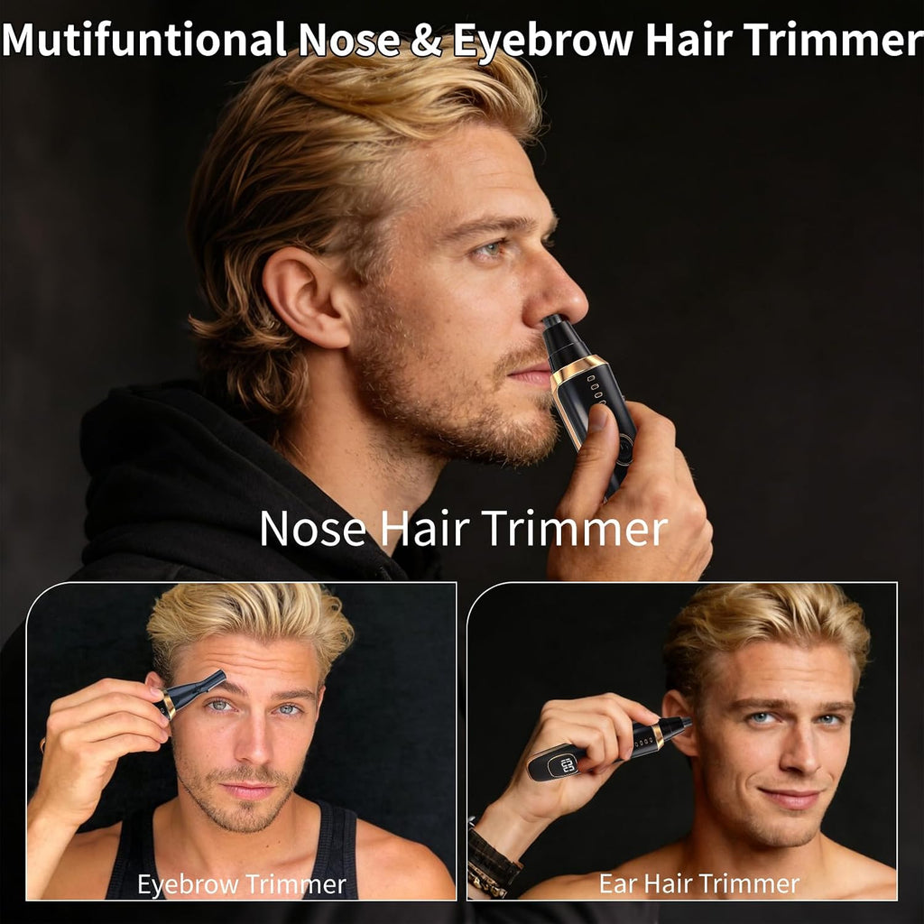 Nose and Ear Hair Trimmer for Men Women,2 in 1 LED Display Eyebrow Hair Trimmer with USB Rechargeable,2026 Portble