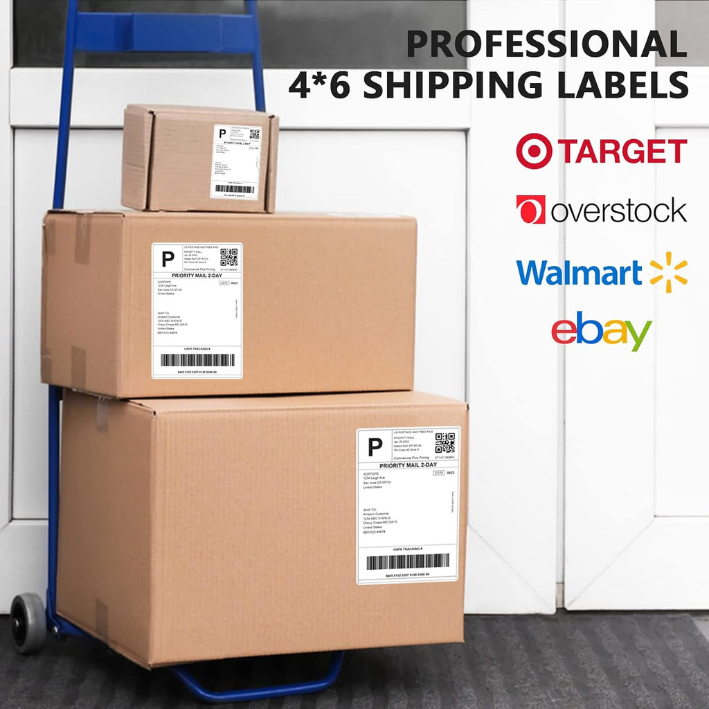 4 x 6 Direct Thermal Labels - 500 Fan-Fold Perforated Labels Per Stack, Premium Adhesive & Perforated, Compatible