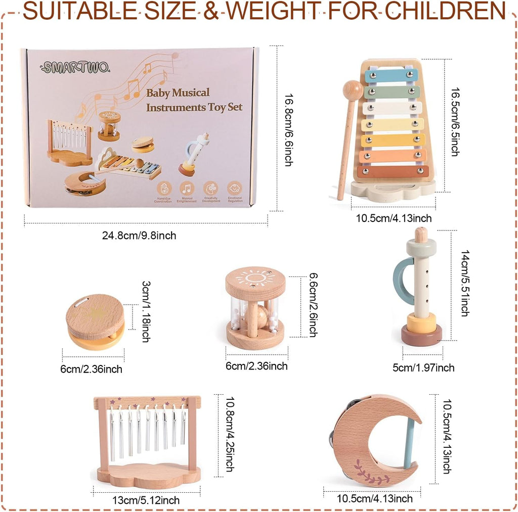 Baby Montessori Musical Instruments,Wooden Percussion Xylophone Musical Toys for Toddlers,Sensory Toys for Kids