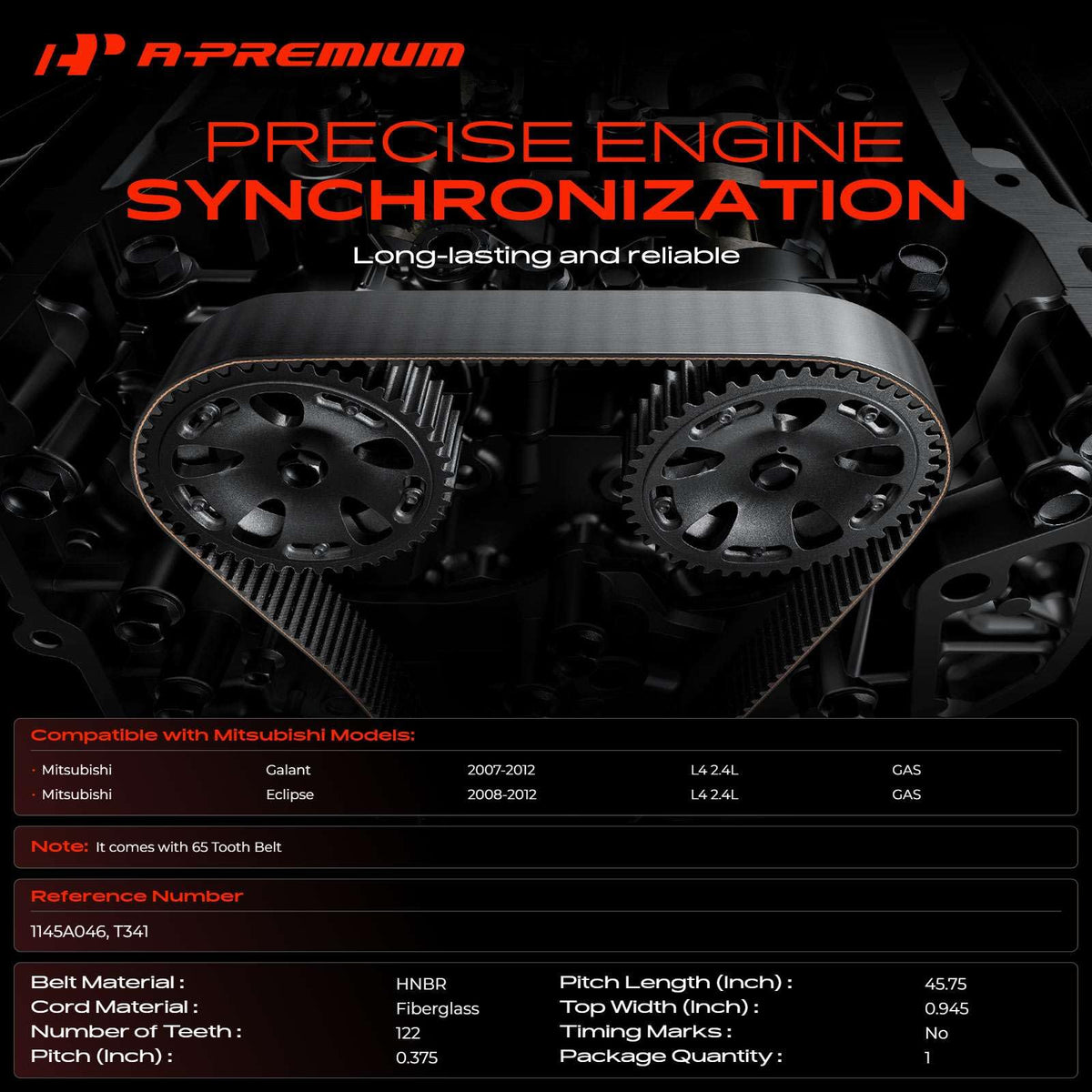 A-Premium Engine Timing Belt Compatible with Mitsubishi Models