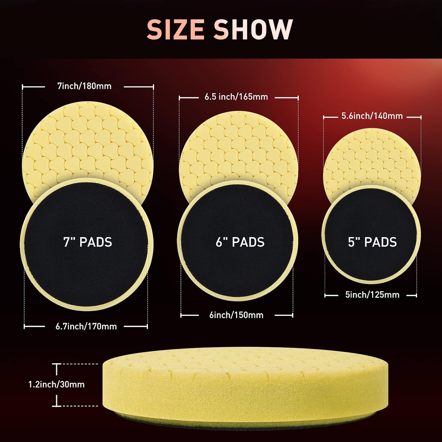 5" Buffing Polishing Pads, 6Pcs 5.6inch 125mm for 5 Inch Backing Plate, Compound Buffing Sponge Pads and Woolen Pads