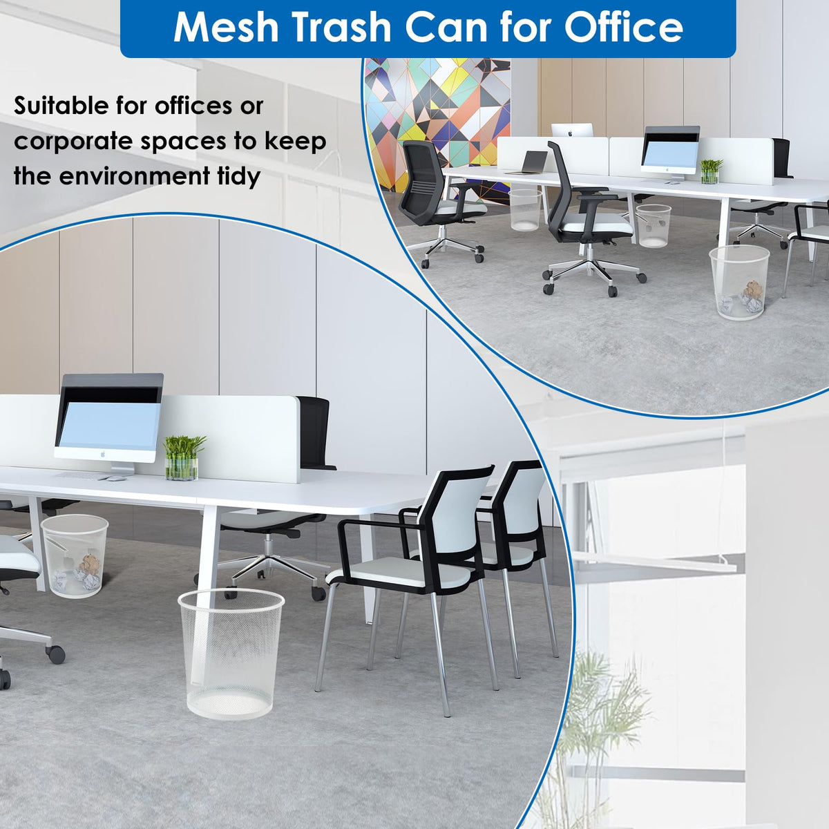 Office Mesh Trash Cans (10-Pack 4 Gal),Open Metal Wire Wastebaskets, Mesh Office Garbage Can,Waste Basket Trash Can