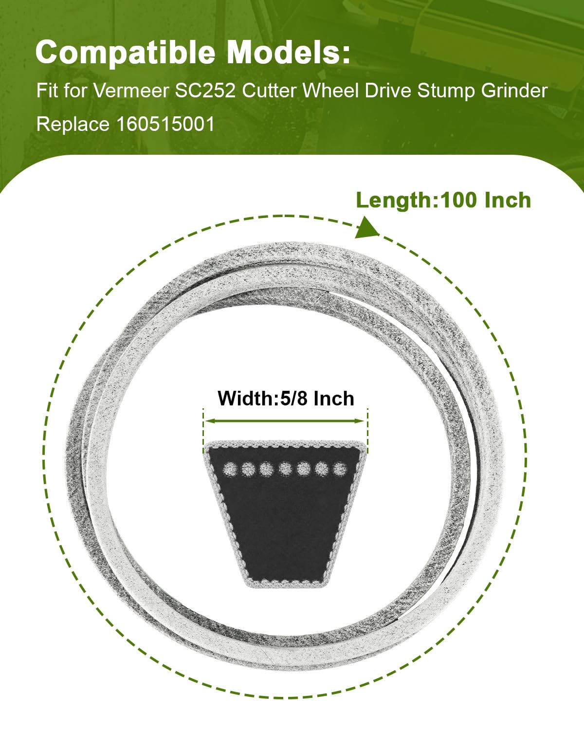 Drive V-Belt Fit for Vermeer SC252 Cutter Wheel Drive Stump Grinder