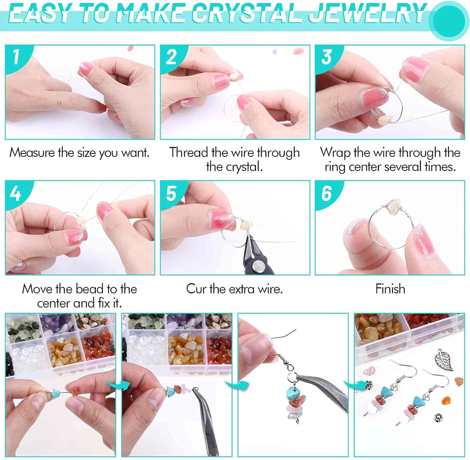 Jewelry Making Kits for Adults Women with 28 Colors Crystal Beads, 1660Pcs Crystal Bead Ring Maker Kit with Jewelry