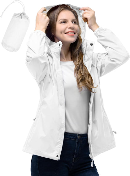 Women's Rain Jacket Waterproof Lightweight Packable Raincoat