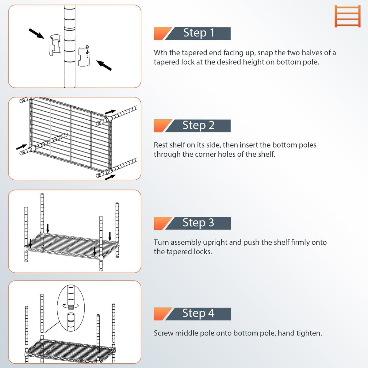5-Tier Wire Shelf | 21.5" x 11.6" x 47.6" | Black