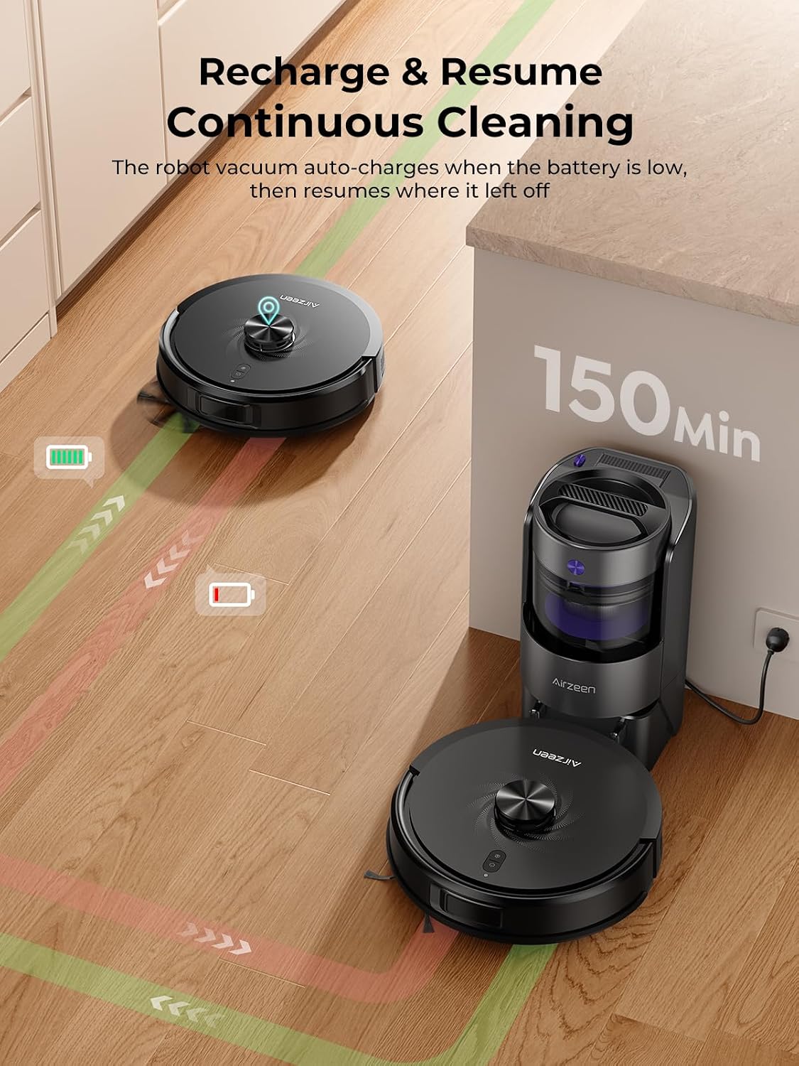 Bagless Robot Vacuum and Mop Self-Emptying for Pet Hair/Carpet | LiDar Navigation for Smart Mapping, 6000Pa