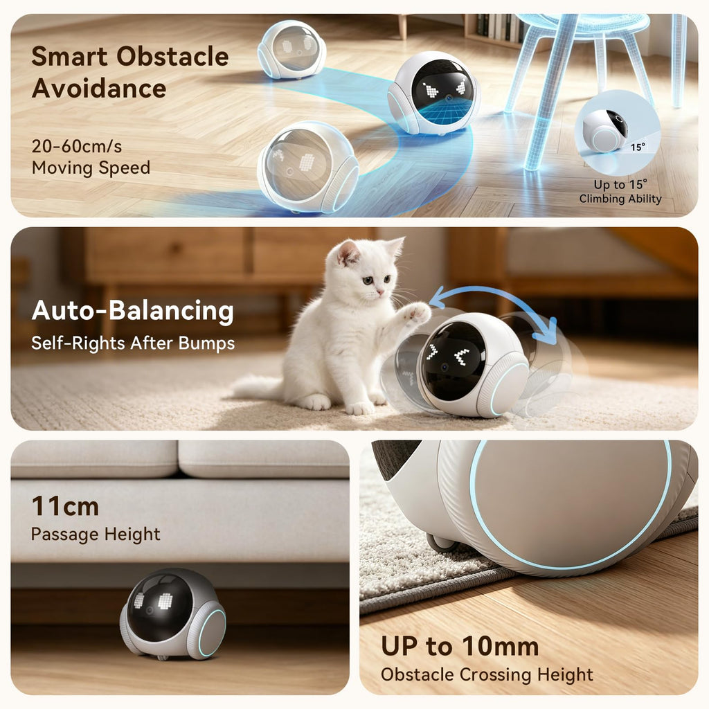 Pet Camera 1080P, Movable Robot Security Camera for Dog Cat