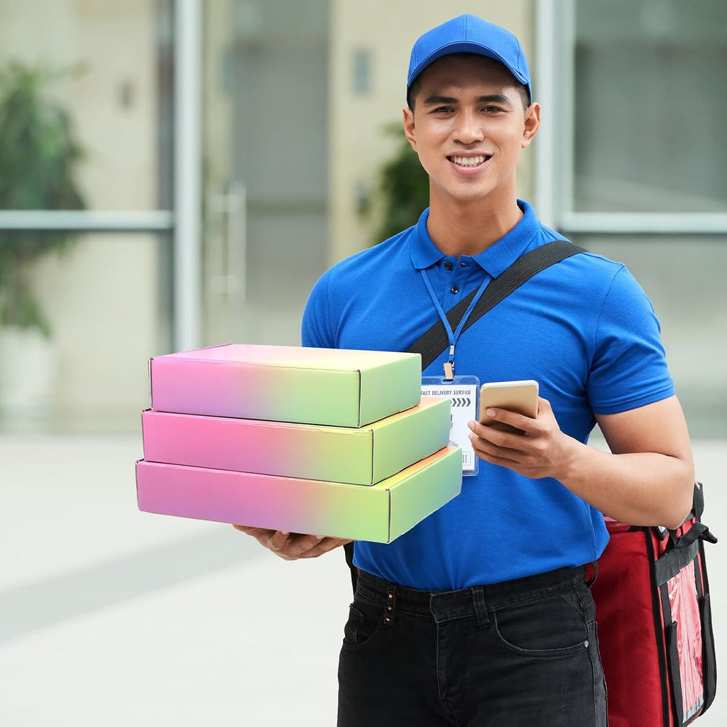6x4x2 Shipping Boxes Small, 45 Pack Rainbow Corrugated Cardboard Mailer Boxes for Small Business, Mailing, Packaging