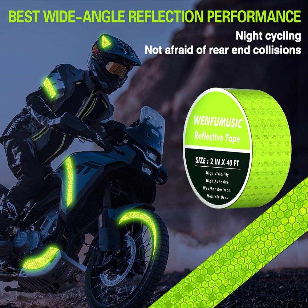 Reflective Tape 2" x40ft Fluorescent Green, DOT-C2 Waterproof Reflective Stickers & Reflector Tape with Strong