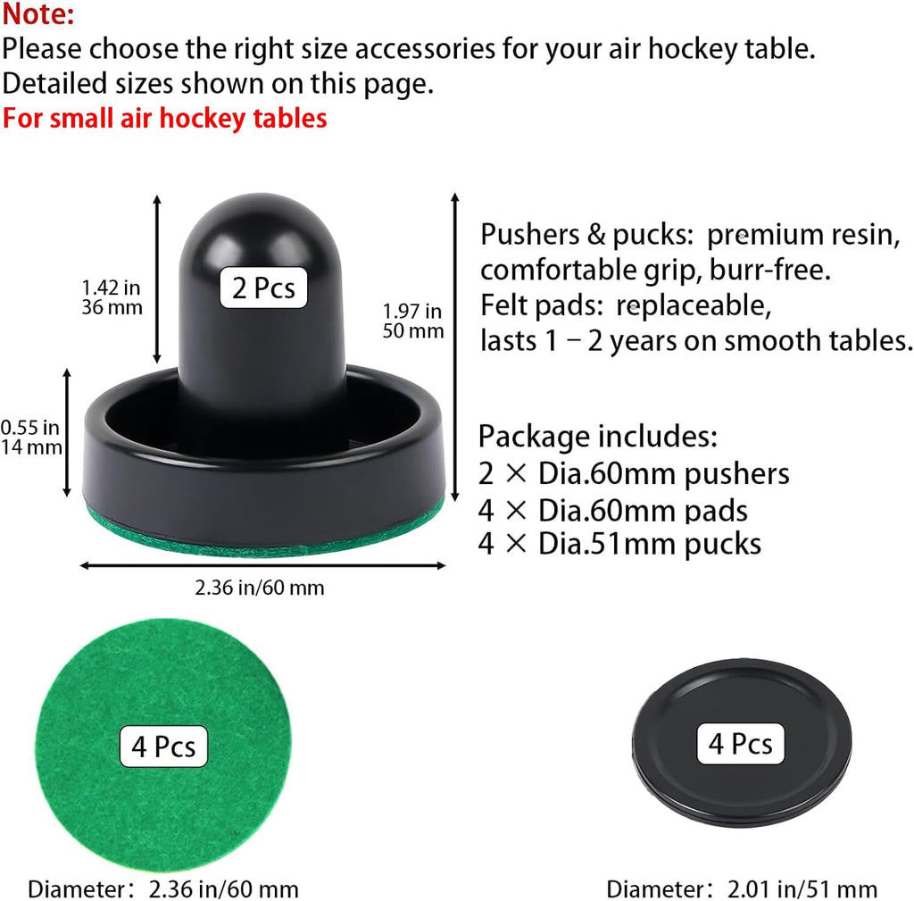 10-piece Set Mini Air Hockey Pushers and Pucks, Strikers Goal Handles Pushers Paddles Air Hockey Table Replacement