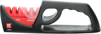 4-Stage Pull Through Knife Sharpener | Manual Kitchen Sharpener with Coarse and Fine Ceramic Rods, Non-Slip Ergonomic
