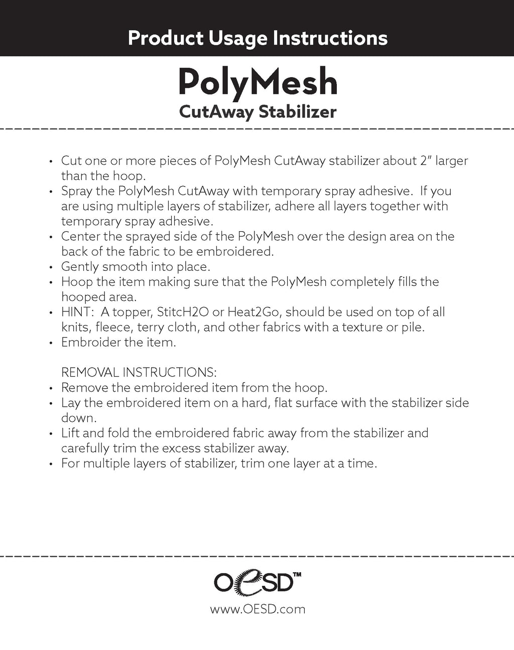 Polymesh Cut Away Embroidery Stabilizer 15" x 10 Yd Roll