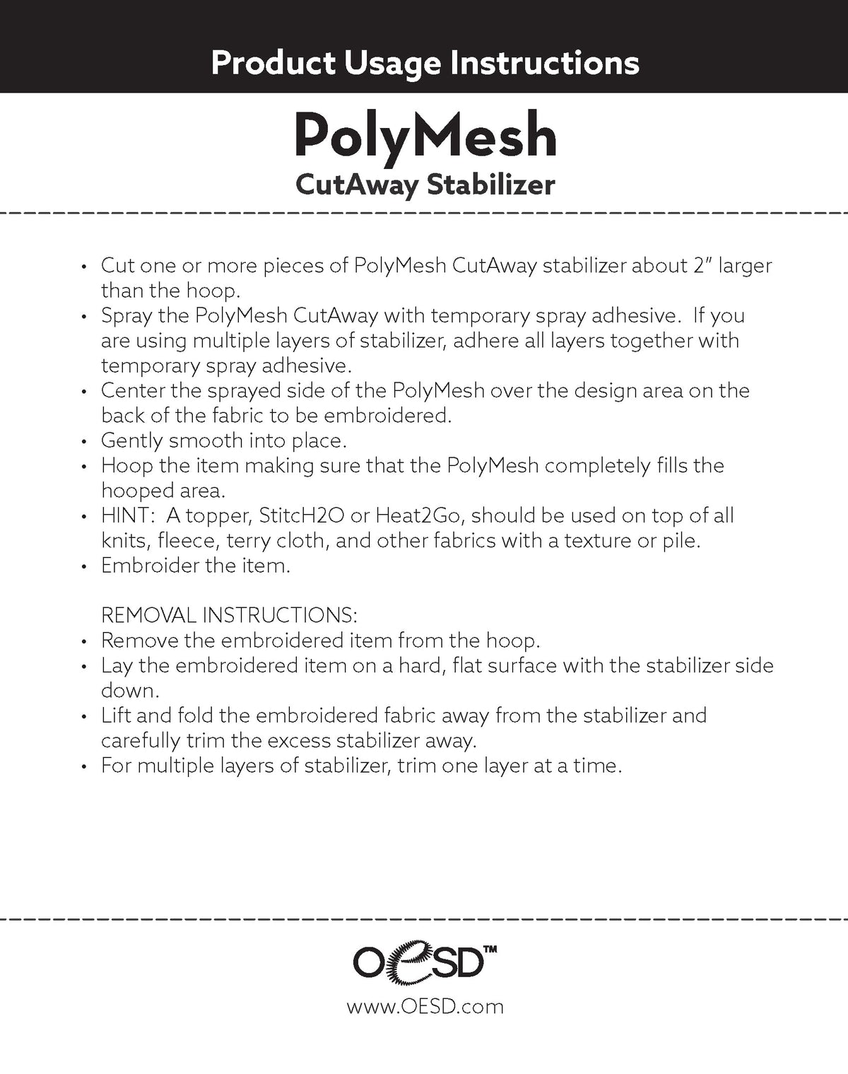 Polymesh Cut Away Embroidery Stabilizer 15" x 10 Yd Roll