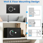 Small Smart Biometric Safe Box for Home, (7.87"D x 12.2"W x 7.87"H) | Mini Safes with Anti-Theft Dual Alerts, Mute