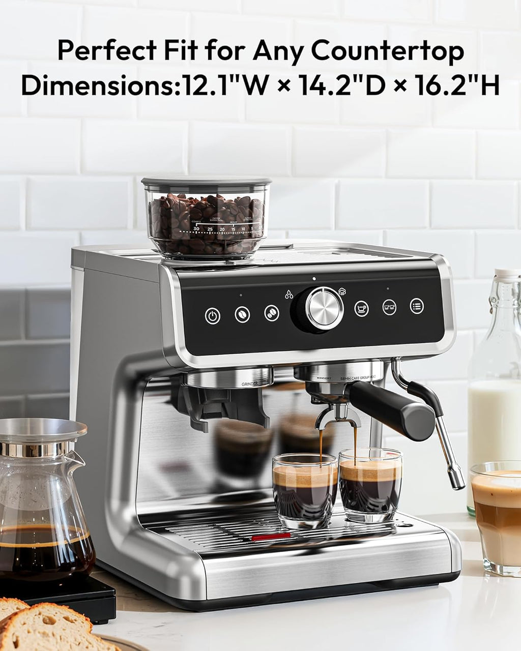 Espresso Machine with Grinder, 20 Bar Professional Espresso Coffee Maker for Home,with Milk Frother for Latte