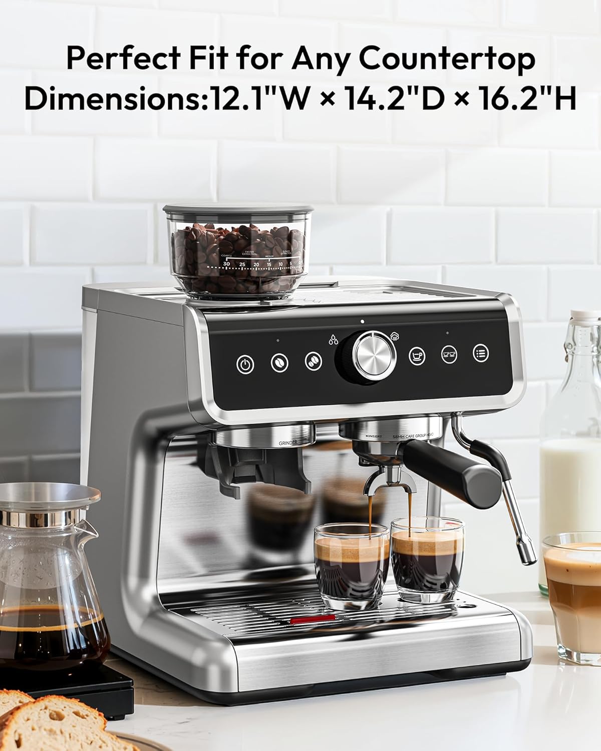 Espresso Machine with Grinder, 20 Bar Professional Espresso Coffee Maker for Home,with Milk Frother for Latte