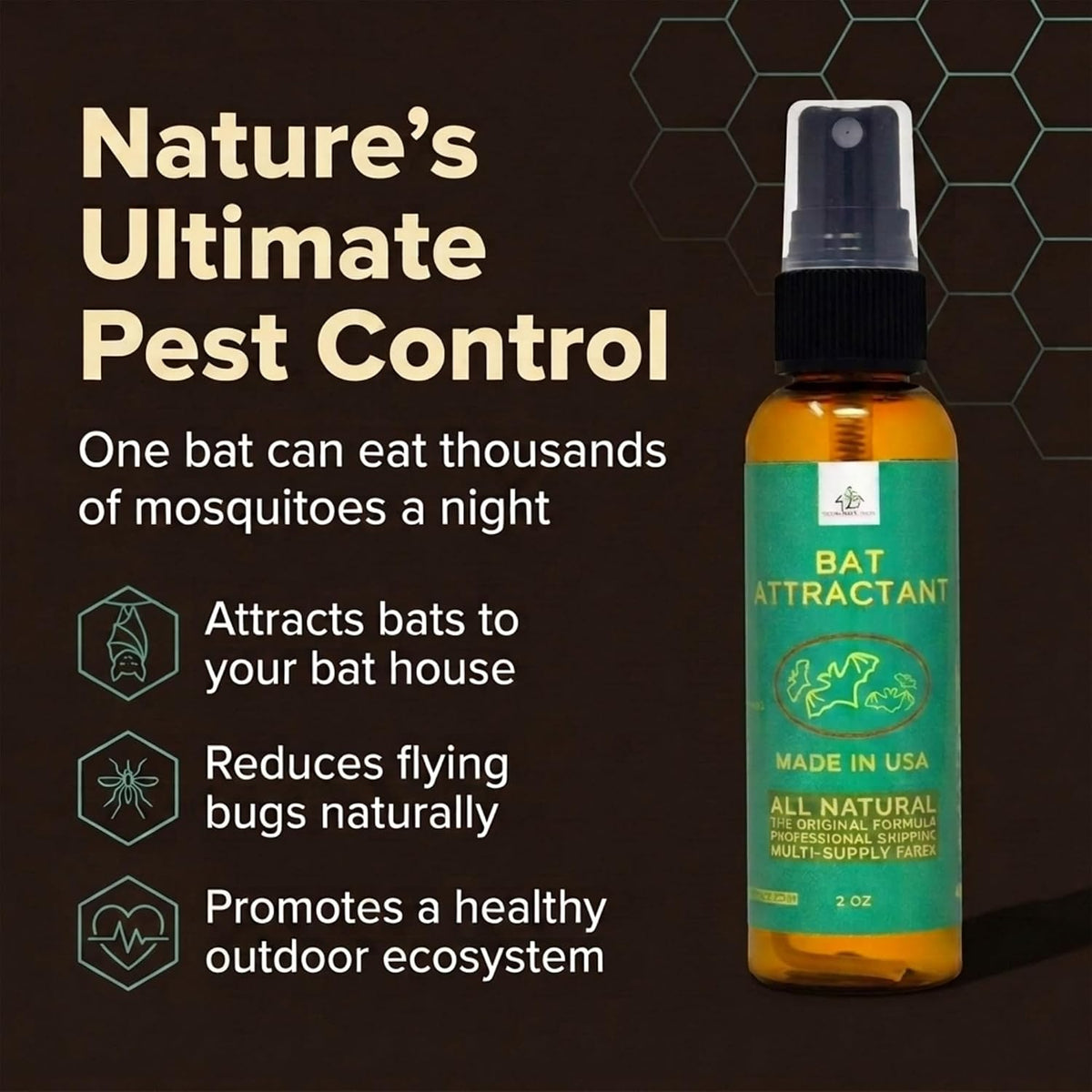 Bat Attractant Spray, for Bat Houses, Outdoor Use, 2 oz