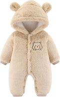 Newborn Baby Boy Girl Winter Snowsuit Cute Bear Ears Fluffy Fleece Jumpsuit Warm Hooded Romper One-Piece Outfit
