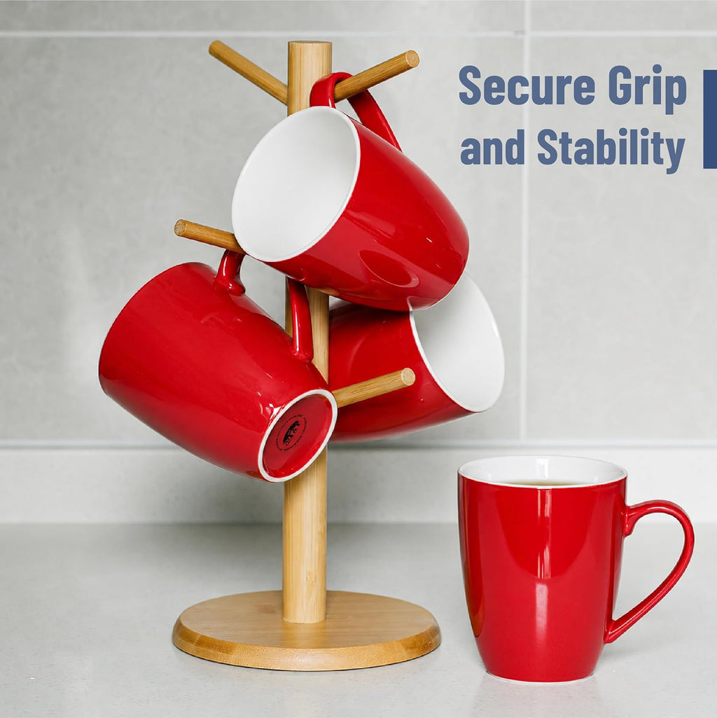 BTaT- Porcelain Coffee Mugs Set, 16 Ounces, 4 Pack, Red Ceramic Coffee Mugs with Handle, Restaurant Cups for Mocha