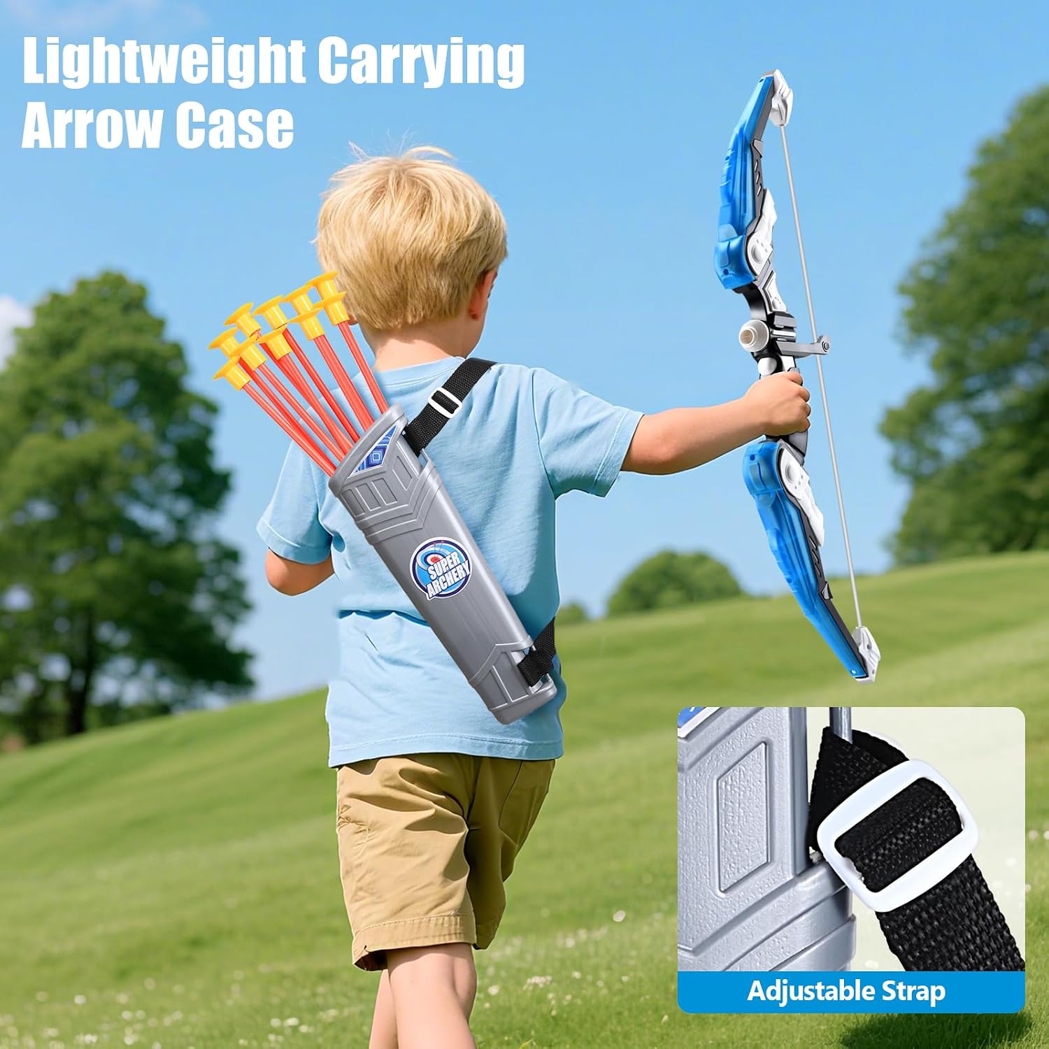 Bow and Arrow for Kids 4 5 6 7 8 with LED Lights-Indoor Outdoor Sport Gifts | Kids Bow and Arrow Set with 24 Suction