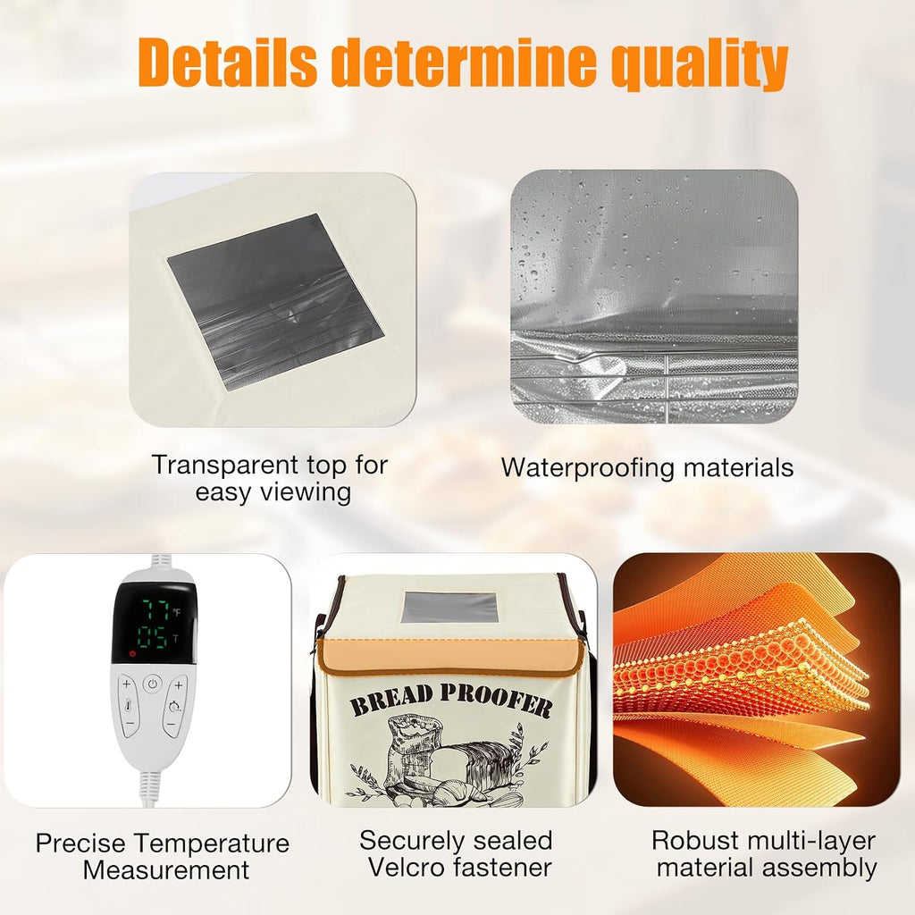 Bread Proofing Box, Dough Proofer 50-113°F Temp Precise Control & 48H Timer