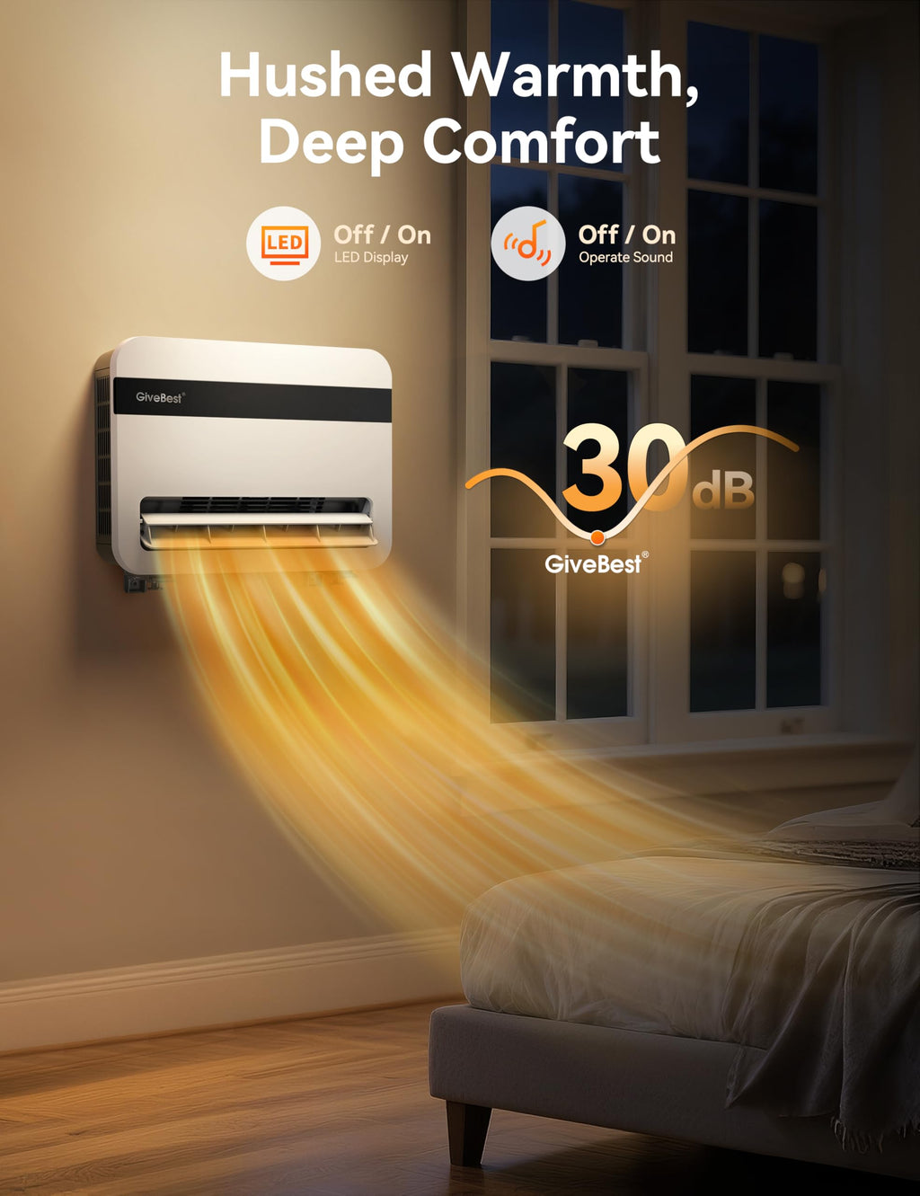 Smart Wall Space Heater for Indoor Use with Remote Control/APP