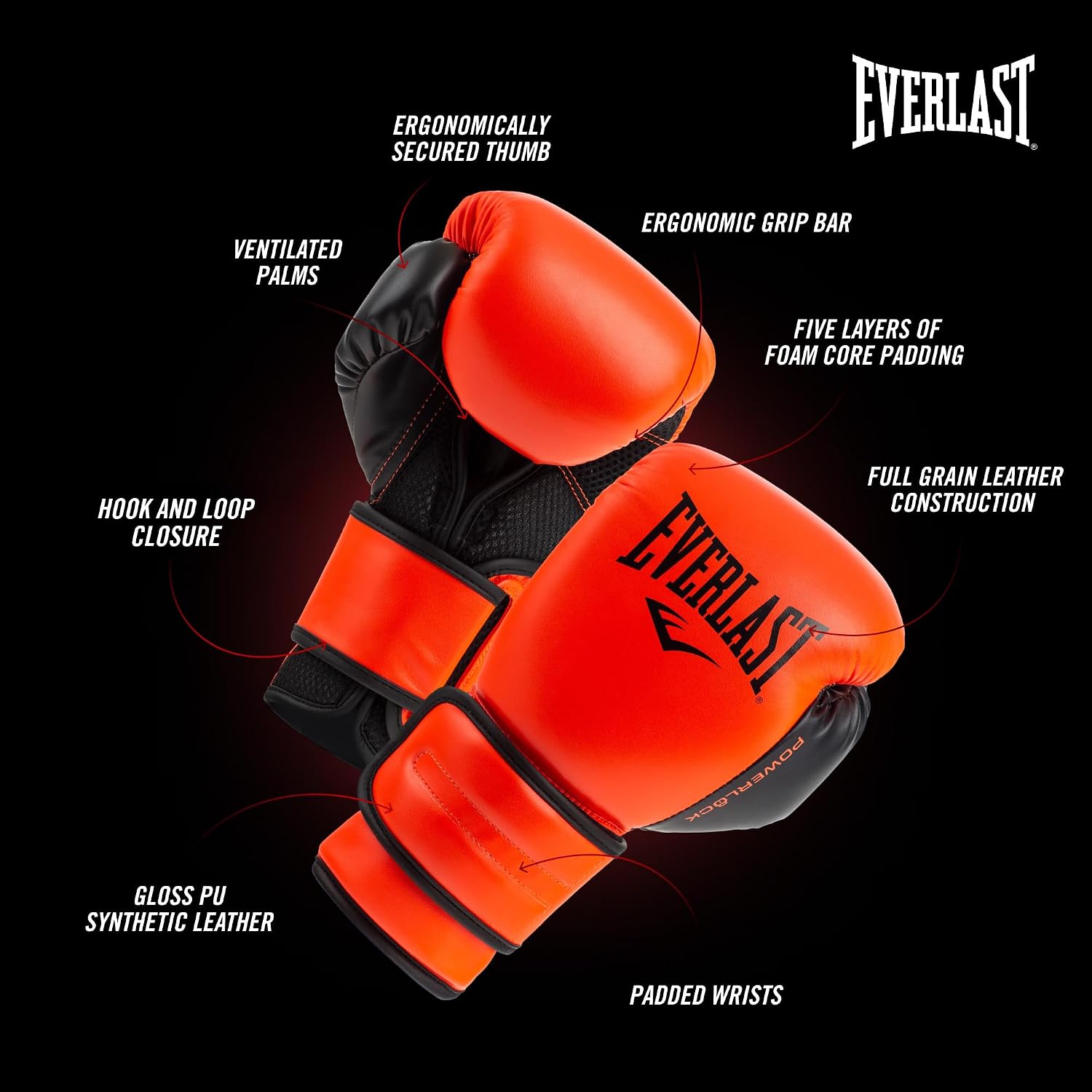 Powerlock 2 Hook & Loop Boxing Gloves | Fight Training Gloves | Hook and Loop with Durable Hand & Wrist Support |