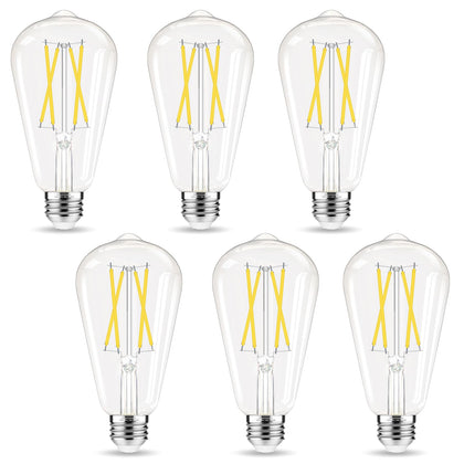 Edison Bulbs, E26 LED Bulb 60 watt Non-Dimmable, 4000K Daylight White, ST58 Vintage Light Bulbs, 90+ CRI, E26 Medium