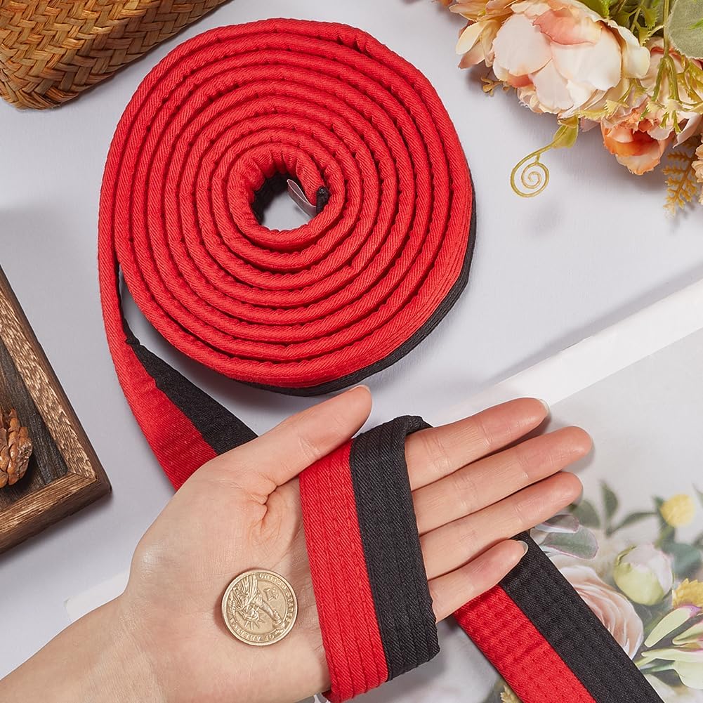 Black Red Taekwondo Belt Polyester Martial Arts Belt Judo Karate TKD Aikido Uniform Ranking Belt Long Soft Universal