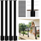 4 Pack Side Mount Cable Railing Post for 42" Railing System (Post Body 48"), Level Drilled Space-Saving Fascia Mount
