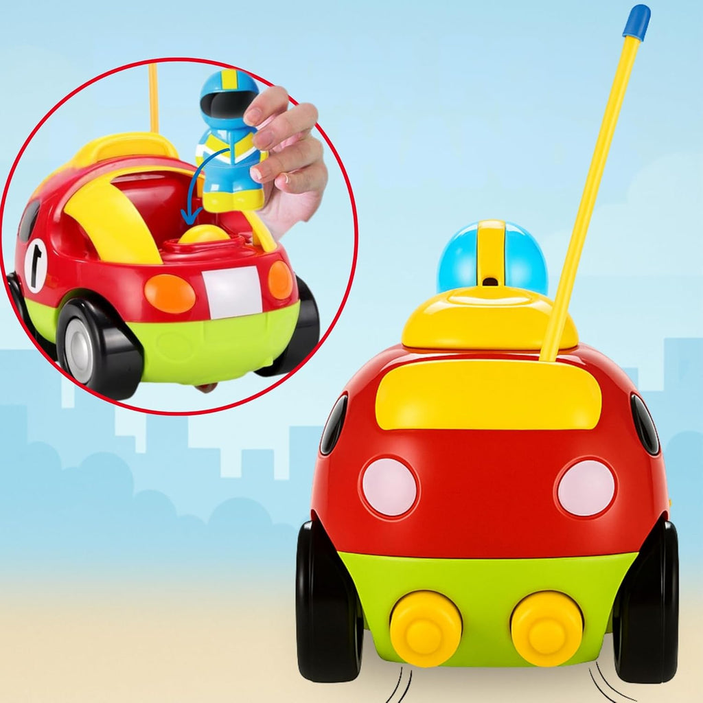 My First Cartoon RC Remote Control Cars for Toddlers Ages 1-3, Radio Control Toy for Baby, Kids 18 Months+ (Race Car)