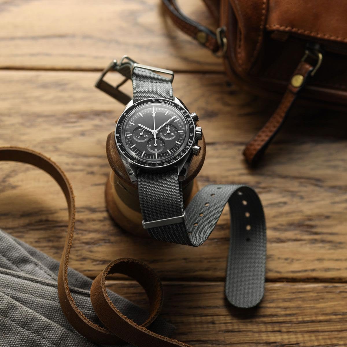 Ridge Nylon Watch Strap, Grey, 19mm