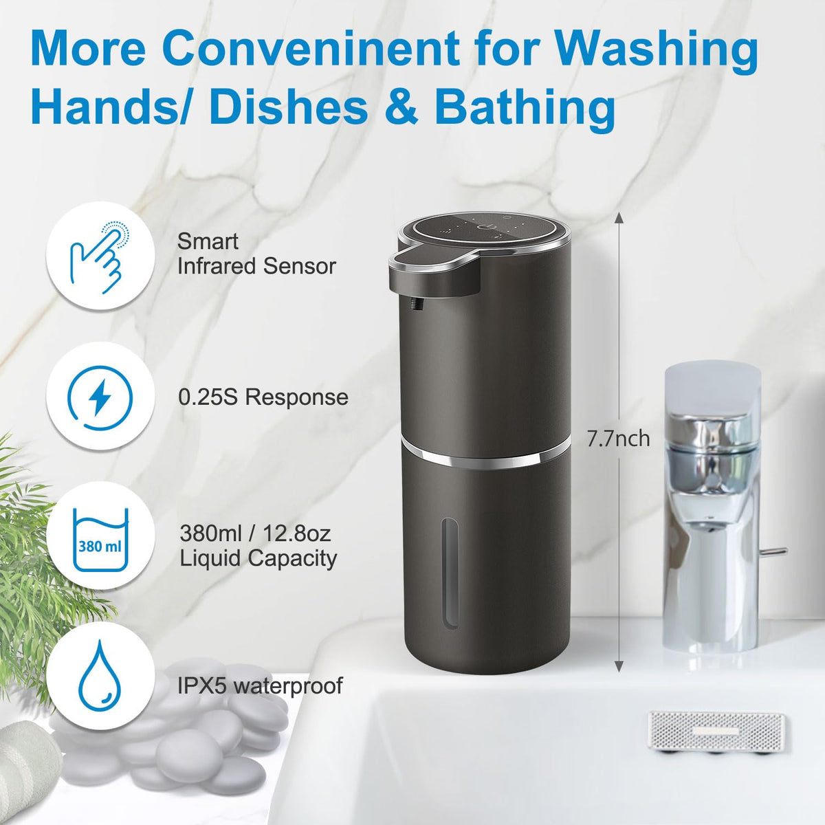 Automatic Foaming Soap Dispenser, 4-Level Adjustable Foam, Wall Mount